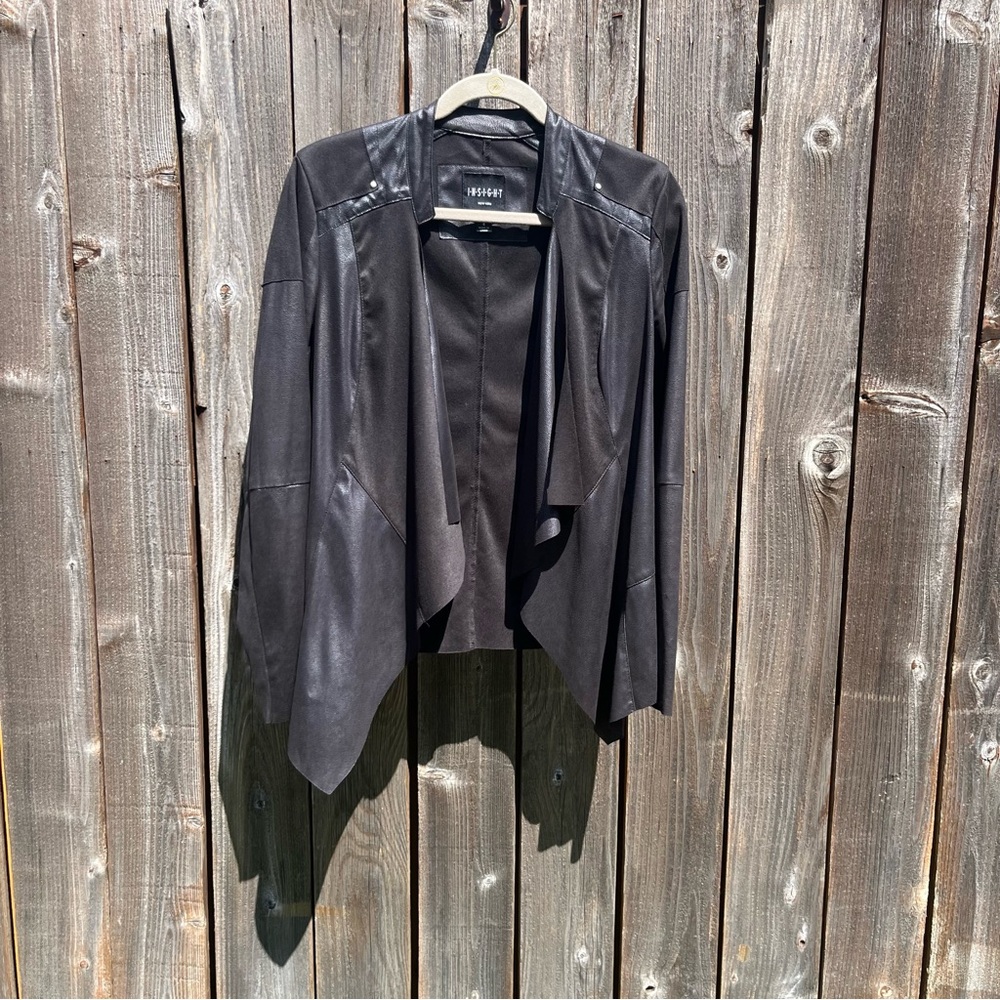 Insight black Crackle Faux Leather Jacket size 4